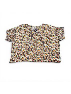 Vintage Gitano Floral Print Short Sleeve Crop Top